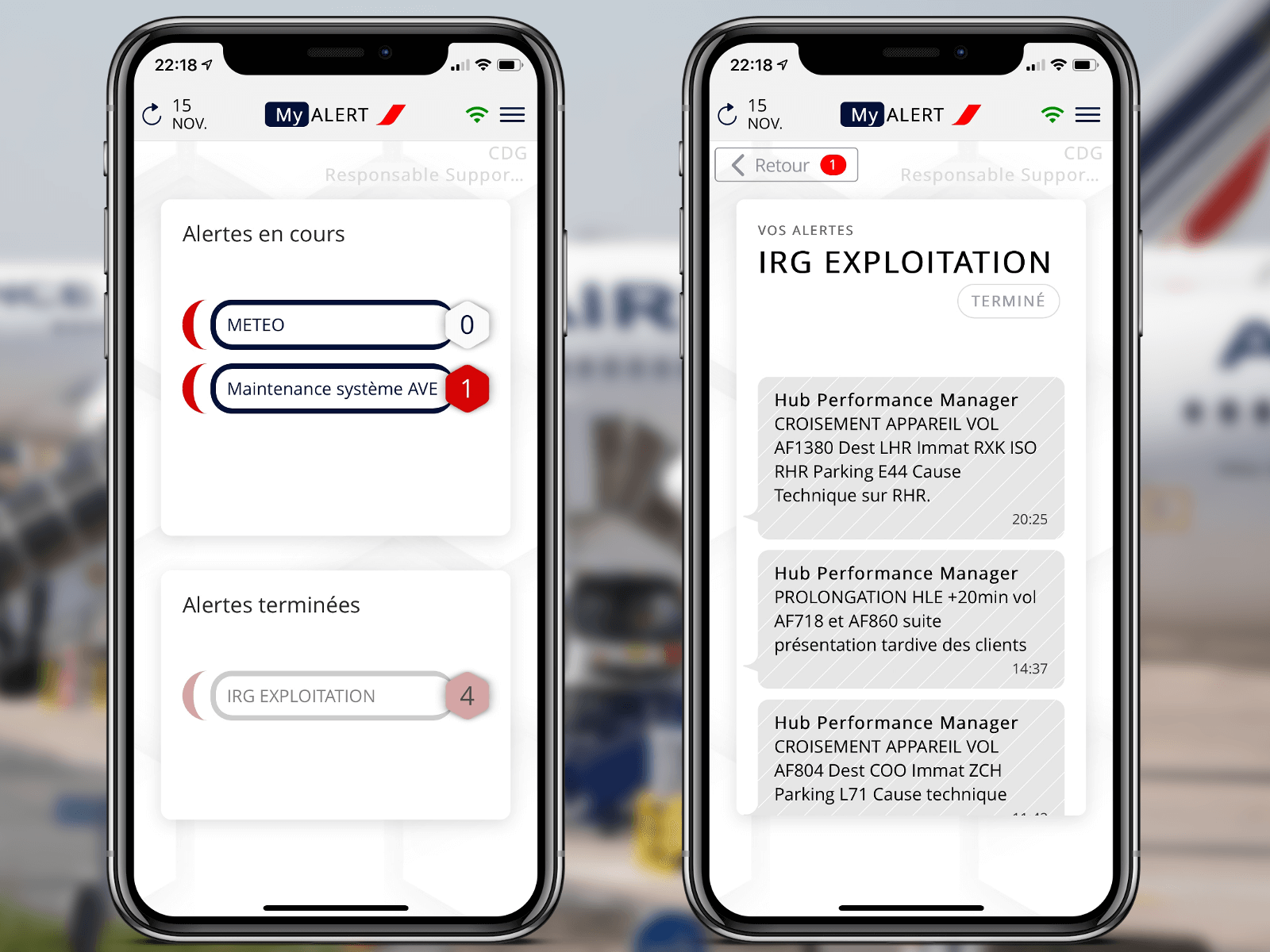 Air France COMOPS MyALERT iPhone Alerte terminée