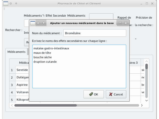 Application Pharmacie - Ajout de médicament(s)