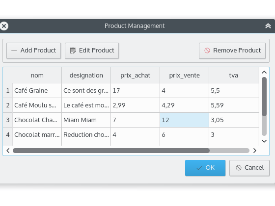 Application Qbear - Gestion des produits