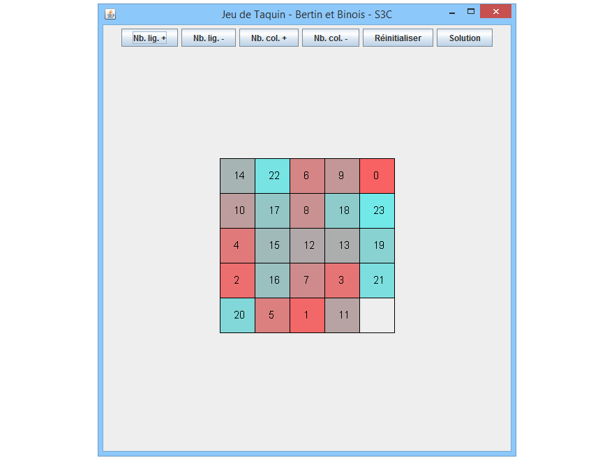 Jeu Taquin mélangé 5x5