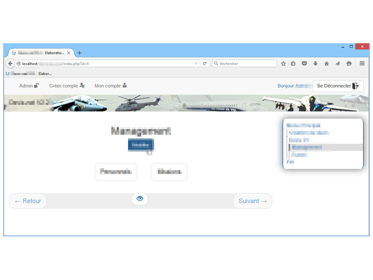 DGA Essais en Vol Intranet Elaboration d'un devis - parcours des écrans