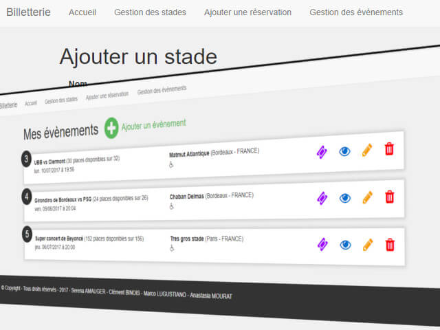 Application Web service de billetterie
