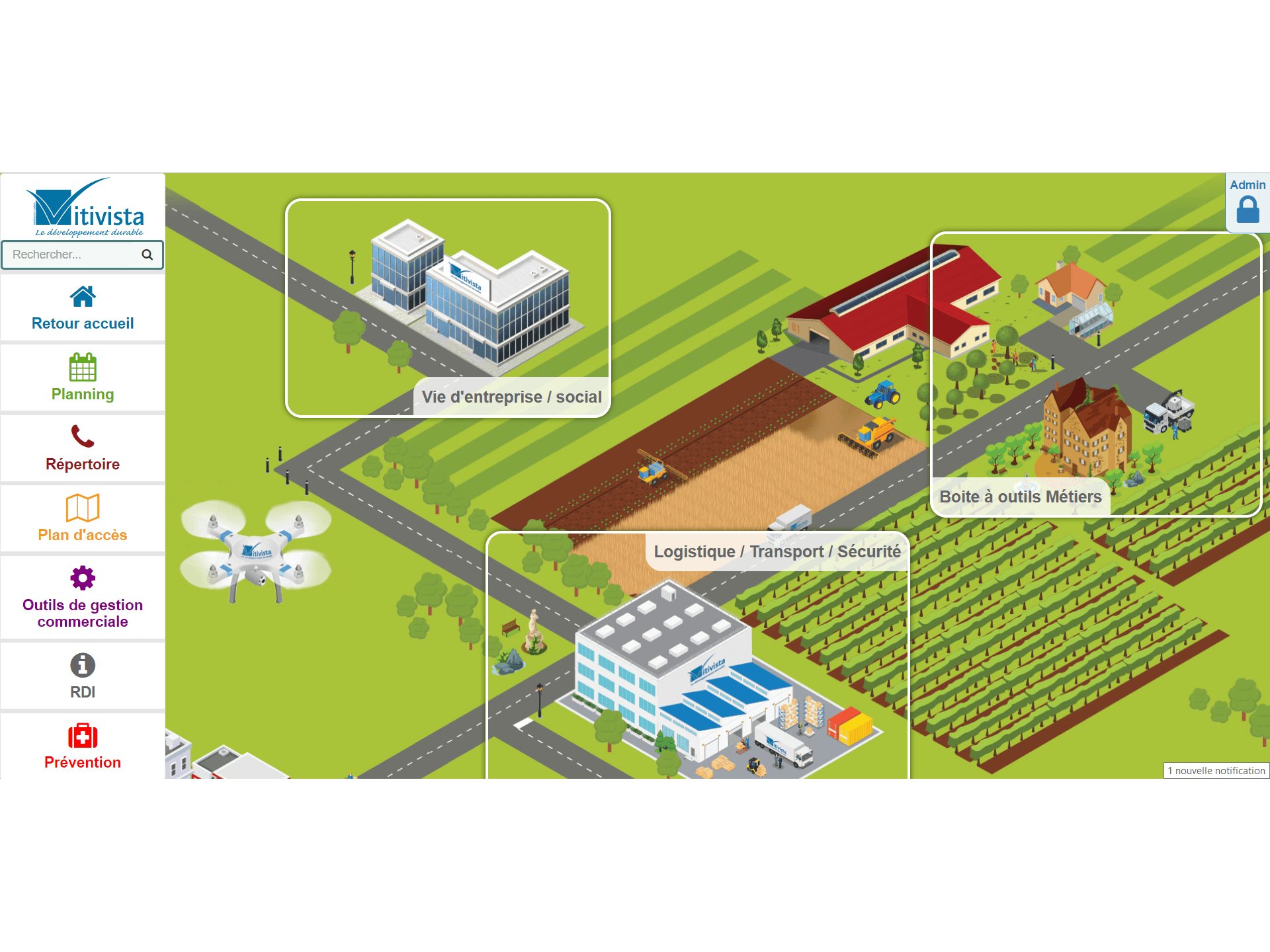 Vitivista Intranet Ecran d'accueil nouveau design
